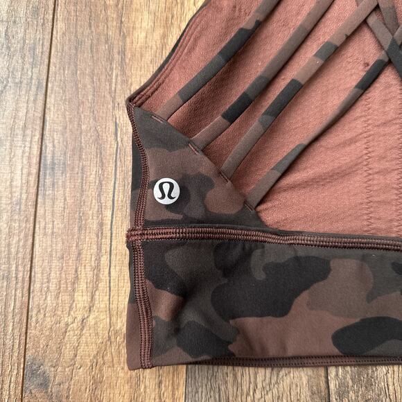 Lululemon Free To Be Serene Sports Bra Women's Size 4 Brown Camouflage 6051 - Picture 3 of 7